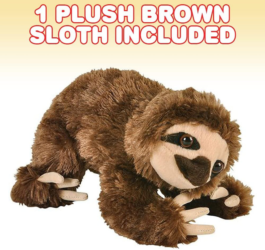 Brown Sloth Plush Toy, 1pc, Soft Stuffed Sloth Toy for Kids with Hard Plastic Eyes, Home and Nursery Animal Decorations, Birthday Idea, 7.25"es Long