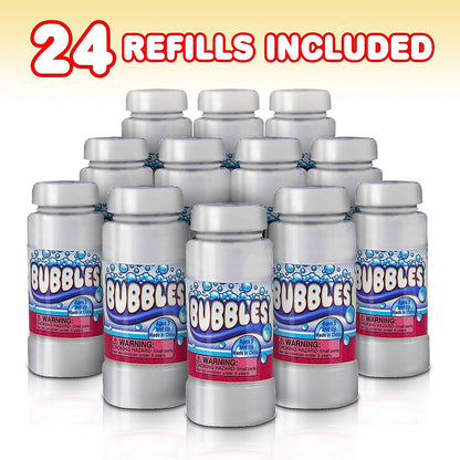 ArtCreativity 4 oz Bubble Solution Refill for Bubble Guns - 24 Pack 4oz Each - 24 Bottles Non-Toxic Bubble Fluid for Kids - Liquid for Bubble Machine, Bubble Blowing Gun, and Toy Wands