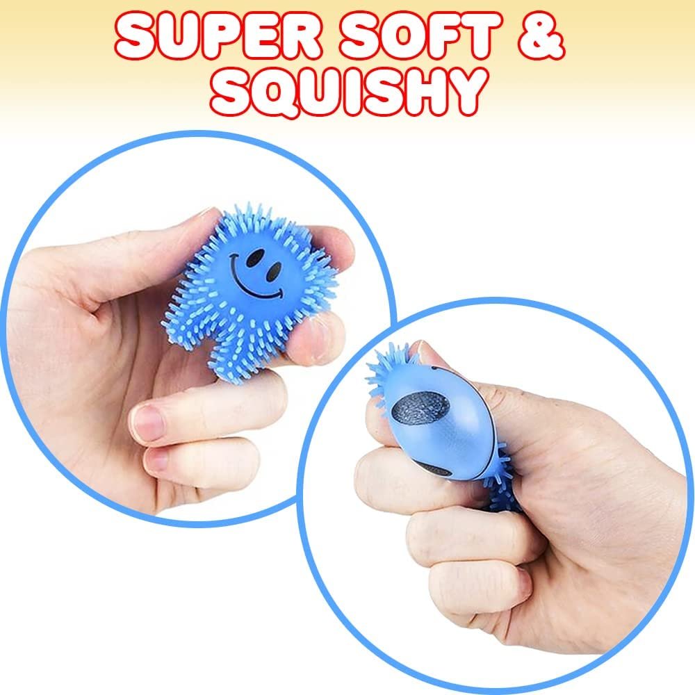 Mini Tooth Puffers, Set of 24, Squeezy Toys for Kids with Soft Spikes, Sensory Fidget Toys for Stress Relief in Assorted Colors, Goodie Bag Stuffers, and Dentist Office Giveaways