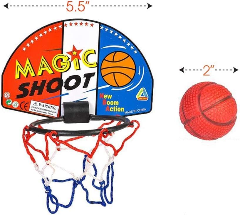 Magic Shot Basketball Game, 12 Sets, Each Set Includes 1 Mini Ball, 1 Back Board Net, & Mounting Tape, Indoor Basketball Sets for Home, Office, Bedroom, Best Gift for Boys and Girls