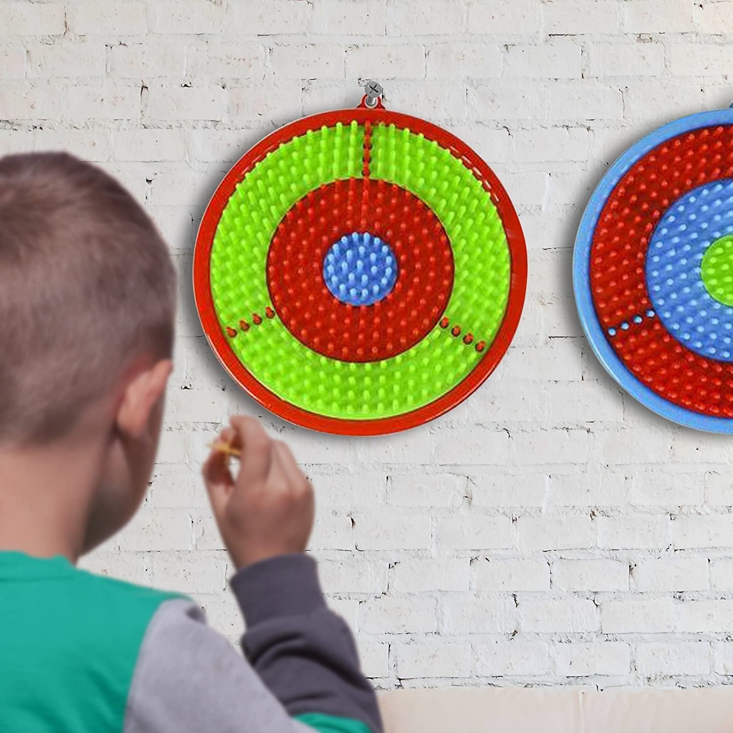 Gamie Dart Board Set for Kids - Includes 3 Dartboards and 6 Darts - Kid Safe Dartboard Kit for Boys and Girls - Great Gift, Party Activity, Bedroom Wall Decor Idea - Red, Blue and Green