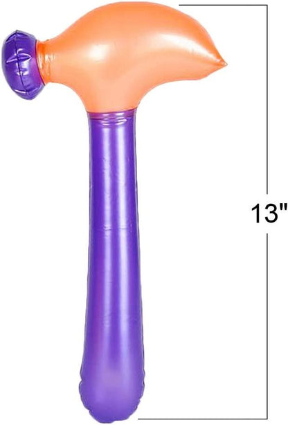 ArtCreativity Neon Hammer Inflates, Set of 12, Fun Multicolored Inflatable Toys for Kids, Colorful Construction Birthday Party Decorations and Favors, Durable Pool and Bathtub Toys for Boys and Girls