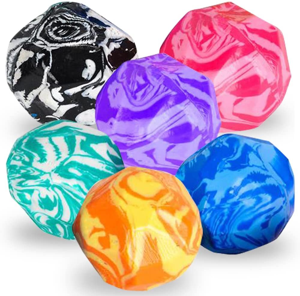 Rock High Bounce Balls, Set of 6 Bouncing Balls for Kids, Outdoor Toys for Encouraging Active Play, Party Favors and Pinata Stuffers for Boys and Girls