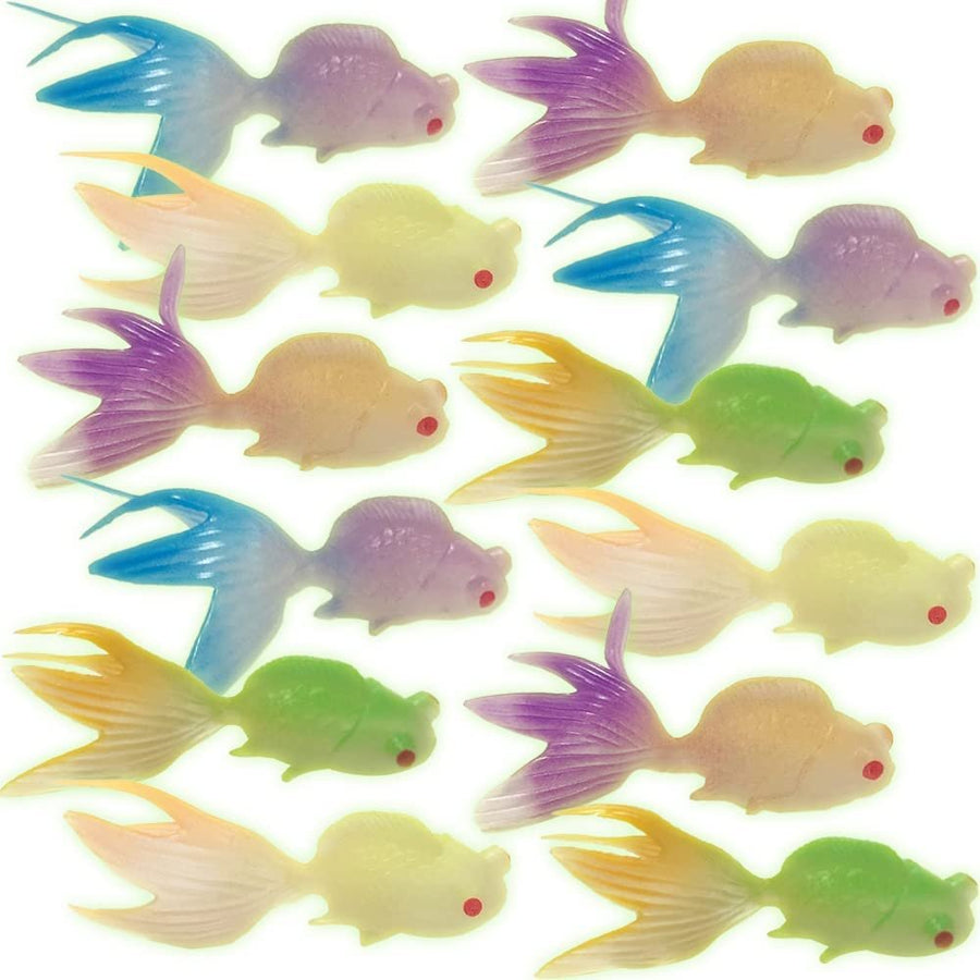 Glow in the Dark Fish, Set of 12, Cool Glowing Toys for Boys and Girls, Glowing Birthday Party Favors and Goodie Bag Stuffers for Kids