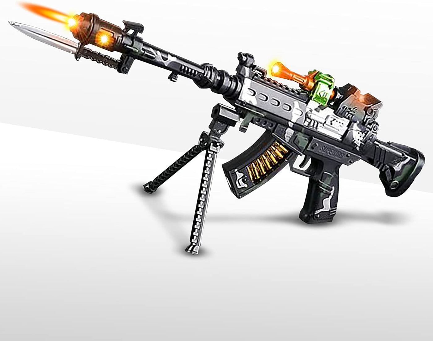 ArtCreativity Special Forces Toy Machine Gun with LEDs, Sound & Bayonet | 22” Kids’ Light Up Military Assault Rifle | Cool Stand & Shoulder Strap | Batteries Included | Great Gift for Boys and Girls