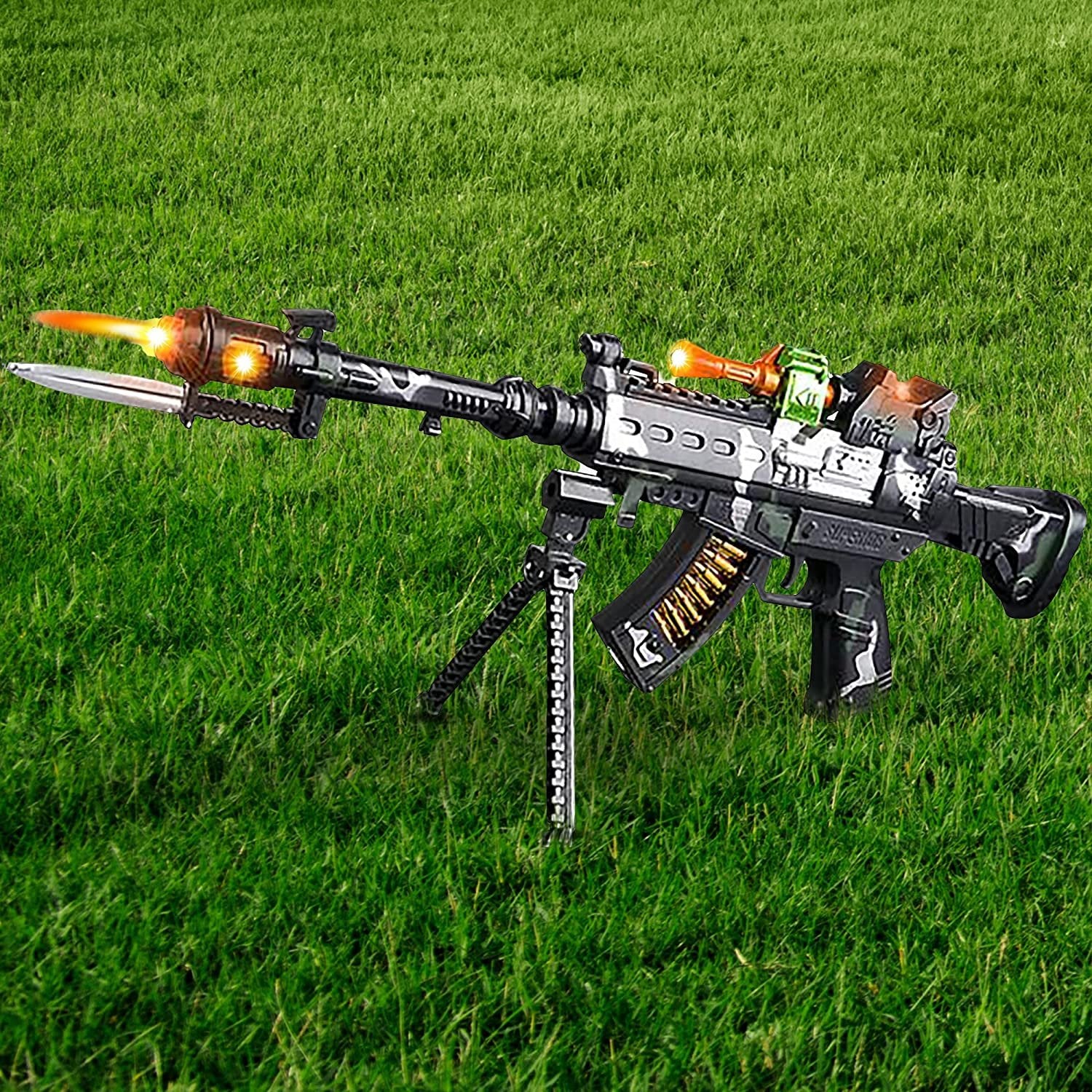 ArtCreativity Special Forces Toy Machine Gun with LEDs, Sound & Bayonet | 22” Kids’ Light Up Military Assault Rifle | Cool Stand & Shoulder Strap | Batteries Included | Great Gift for Boys and Girls