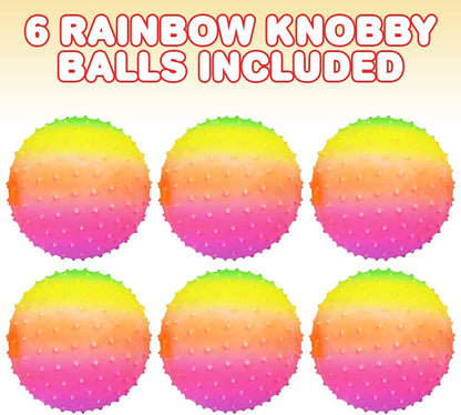 ArtCreativity Rainbow Knobby Balls, Set of 6, Fidget Sensory Toys for Kids, 4.75 Inch Spiky Sensory Balls in Rainbow Colors, Birthday Party Favors, Treasure Box Prizes – Sold Deflated