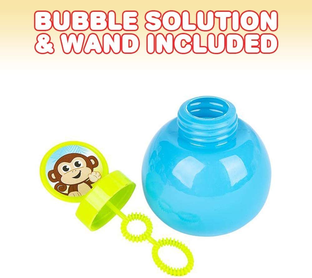 Light Up Monkey Bubble Blower Wand - 12" Illuminating Bubble Blower with Thrilling LED Effects, Batteries and Bubble Fluid Included, Great Gift Idea, Party Favors - Assorted Colors