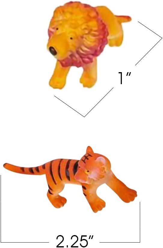 Safari Figures Assortment in Mesh Bag, Set of 12 Mini Animal Figurines in Assorted Designs, Fun Bath Water Playset for Kids, Party Favors for Boys and Girls