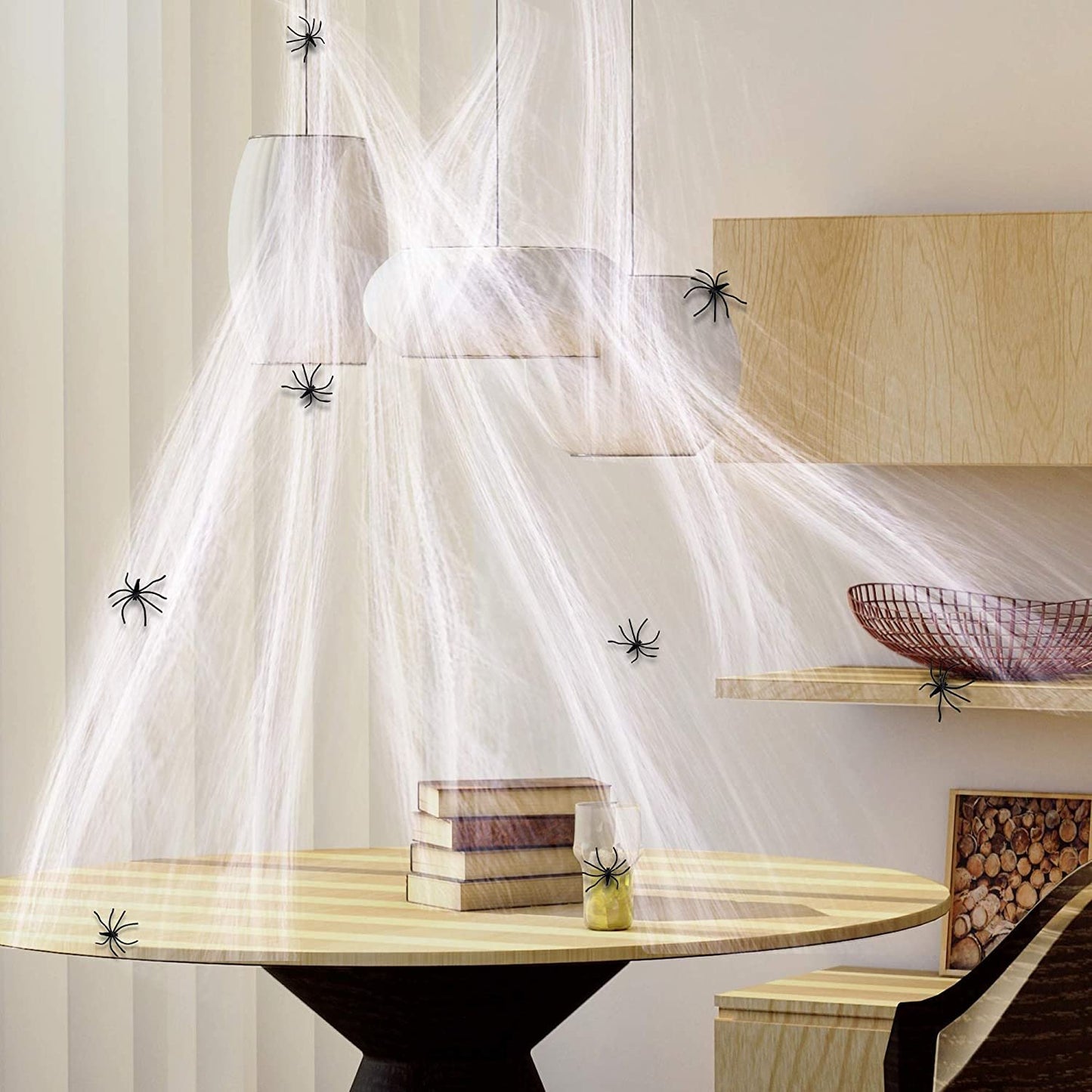 ArtCreativity Spider Web Halloween Decorations - Set of 12 - Super Stretchy Cobwebs with Plastic Spider - Indoor and Outdoor Scary Spider webs Decor - For Home, Office, Party, Kids' Prizes and More
