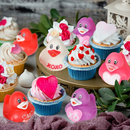 ArtCreativity 2 Inch Valentines Day Love Rubber Duckies, Pack of 12, Cute Duck Bath Tub Pool Toys, Fun Decorations, Carnival Supplies, Valentine Party Favor or Small Prize