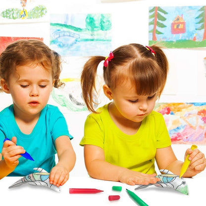 ArtCreativity Dolphin Color-A-Pal, Art Activity Set for Kids with 1 Dolphin Stuffed Toy and 4 Washable Magic Markers, Teaches Colors and Improves Creativity, Best Coloring Art Gift for Boys & Girls