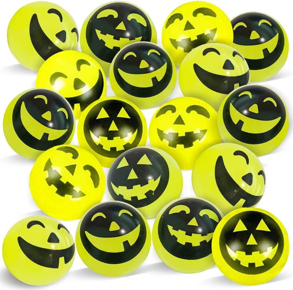 ArtCreativity Glow in The Dark Jack-O-Lantern Bouncing Balls, Pack of 12, 1.75 Inch High Bounce Balls for Kids, Trick or Treat Supplies, Glowing Party Favors and Goodie Bag Fillers for Boys and Girls