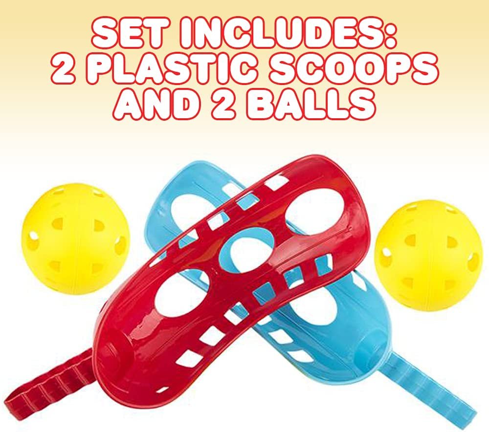 Scoop and Toss Game, Includes 2 Scoops and 2 Balls, Outdoor Lawn Game for Kids and Adults, Durable Plastic Construction - Yard, Beach, Picnic, and Camp Tossing Game for Fun Outside