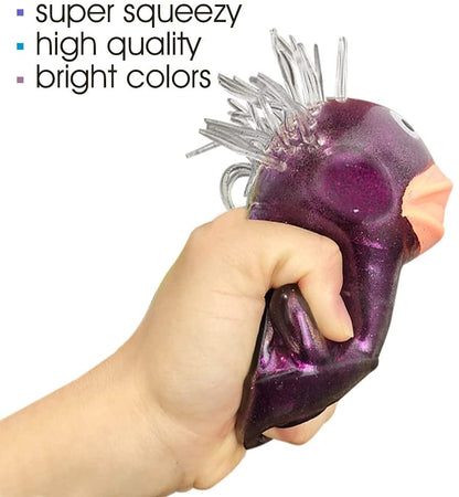 ArtCreativity Puffer Duckies, Set of 4, Fidget Toys for Kids with Soft Rubbery Spikes, Stress Relief Toys in Assorted Glittery Colors, Party Favors, Goodie Bag Fillers for Boys and Girls