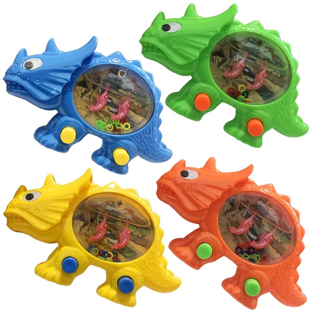 Dinosaur Water Games, Set of 4, Handheld Water Games for Kids, Goody Bag Fillers, Birthday Party Favors for Children, Road Trip Travel Toys for Boys and Girls