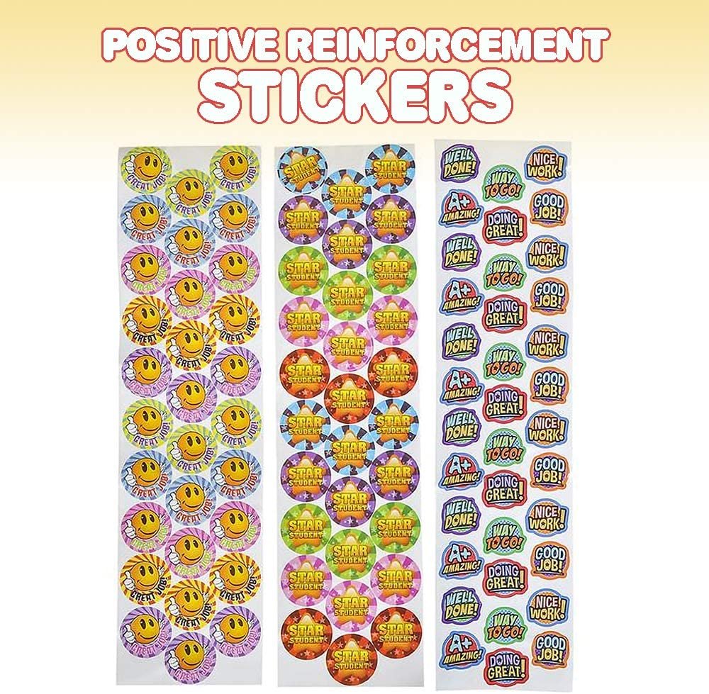 Teacher Reward Stickers for Kids - 9 Rolls with Over 600 Stickers - Bulk Positive Reinforcement Student Rewards - Classroom Prize - Elementary, Kindergarten, Preschool School Supplies