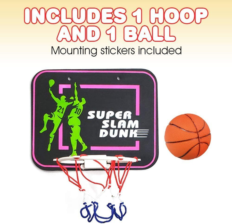 Plastic Basketball Hoop Game for Kids and Adults, Includes 1 Mini Ball, 1 Back Board Net, Hanging Stickers, Indoor Basketball Set for Home, Office, Bedroom, Best Gift for Boys and Girls
