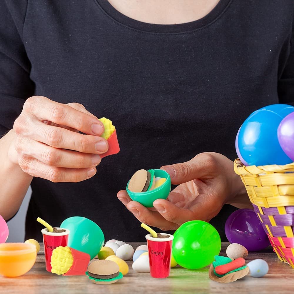 Pull Apart 3D Junk Food Erasers, Set of 12, Mini Assorted Food Erasers for Kids, Back to School Supplies for Boys and Girls, Birthday Party Favors and Goodie Bag Fillers