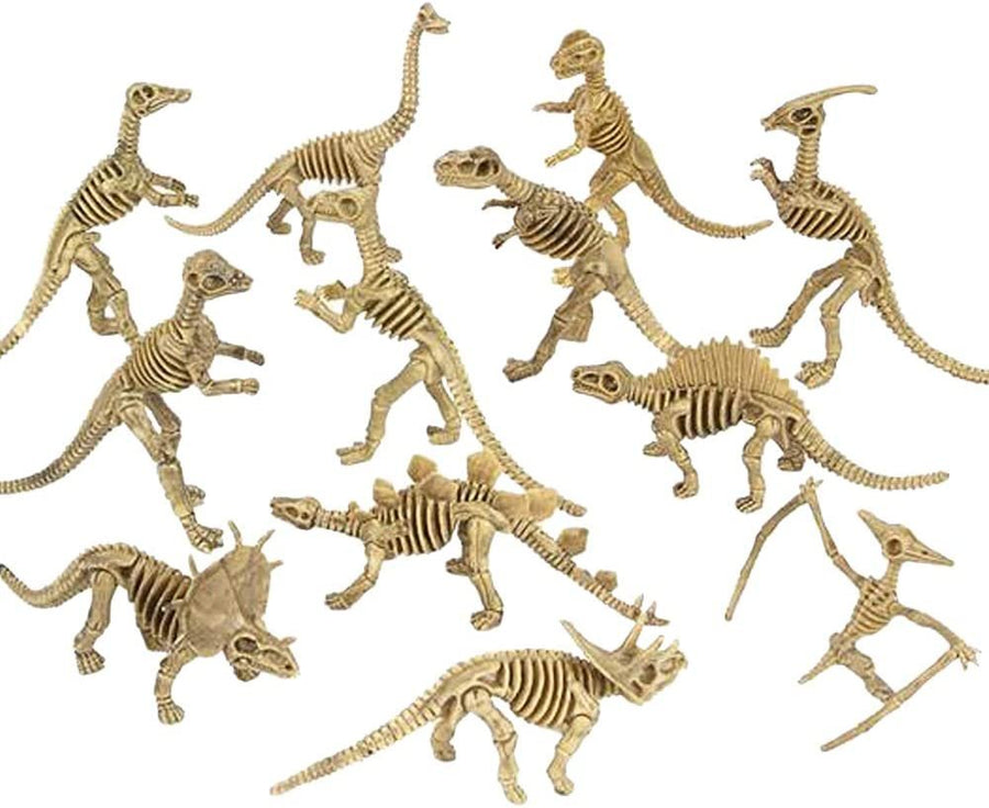 Dinosaur Skeleton Toys, 6 -7" Dino Figures for Kids - Pack of 12 - Exciting Variety - Cool Birthday Party Favors for Boys and Girls, Goody Bag Fillers, Room and Desk Decorations