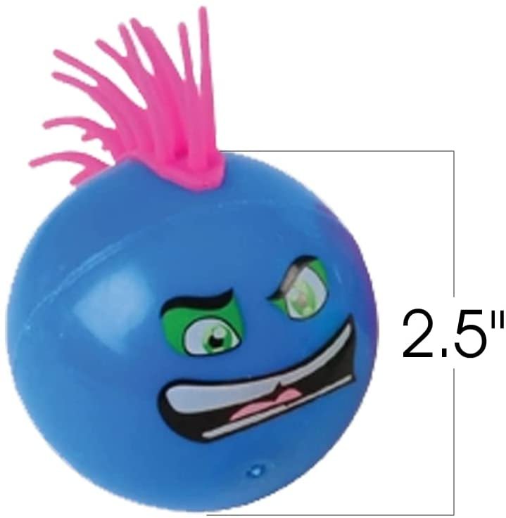 Flashing Mohawk Balls, Set of 4, Light Up Bouncy Balls for Kids with Faux Hair, LED Bouncing Balls in Assorted Colors, Light Up Party Favors, Pinata Stuffers, and Goodie Bag Fillers