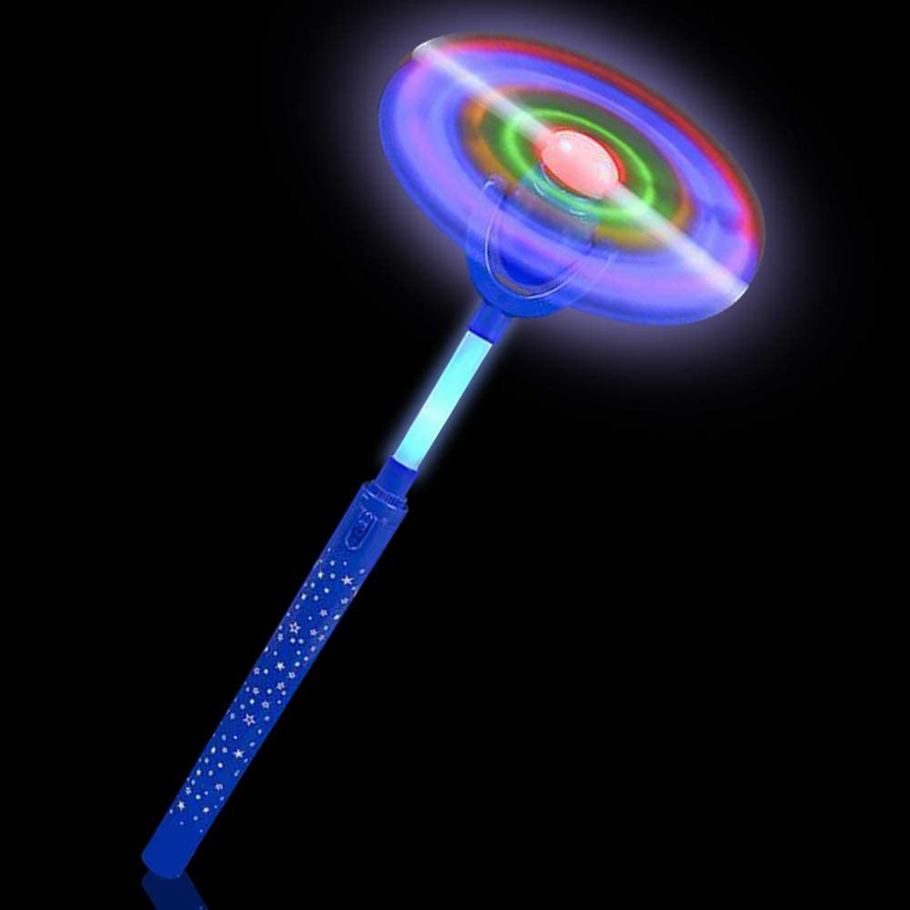Light Up Swivel Spinner Wand, 15" LED Spin Toy for Kids with Batteries Included, Great Gift Idea for Boys and Girls, Fun Birthday Party Favor, Carnival Prize - Colors May Vary