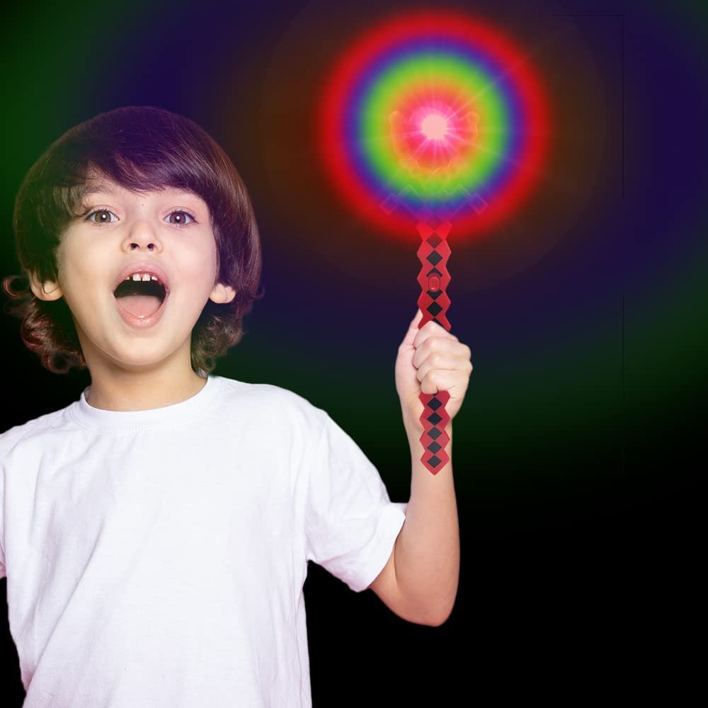 Light Up Swivel Spinning Pixel Wand, 13.5" LED Spin Toy for Kids, Batteries Included, Great Gift Idea for Boys and Girls, Unique Birthday Party Favor, Carnival Prize