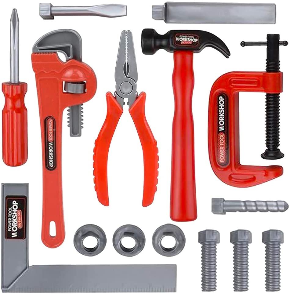 ArtCreativity Deluxe Handyman Toy Tool Set for Kids, 15 Piece Kids’ Tool Set, Tool Kit for Kids with Realistic Looking Toy Hammer, Screwdriver, Pliers, Wrench, Bolts, and More, for Ages 3 and Up