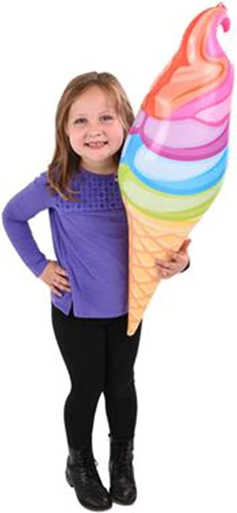 Rainbow Ice Cream Cone Inflates, Set of 4, Inflatable Icecream Toys with Vibrant Colors, Ice Cream Party Decorations, Fun Party Inflates, Kids’ Swimming Pool Toys, 33"es