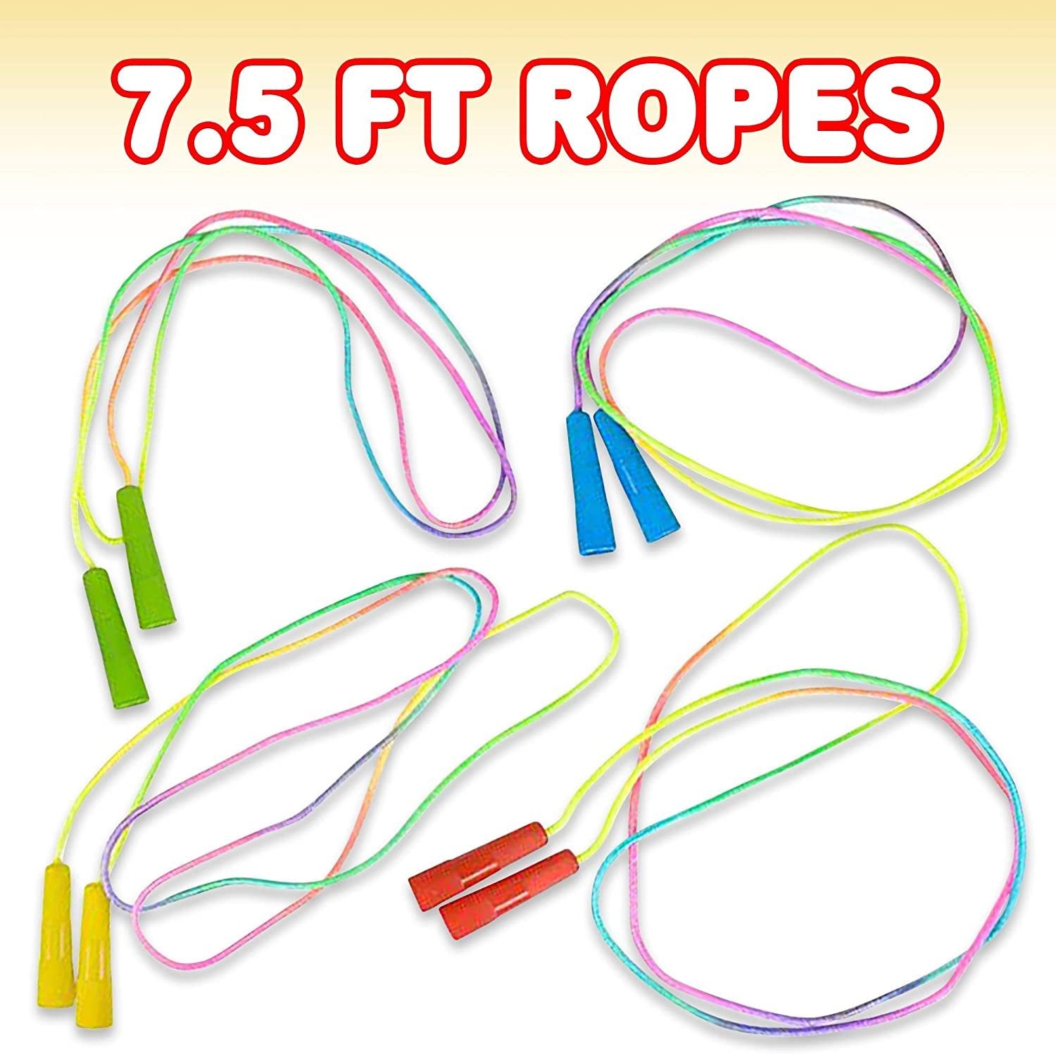 ArtCreativity 7.5ft Rainbow Jump Rope Set - 12 Pack - Vibrant Jumping Ropes for Kids - Durable Nylon Skipping Ropes - Great Birthday Party Favors, Goodie Bag Fillers, Gift Idea for Boys and Girls