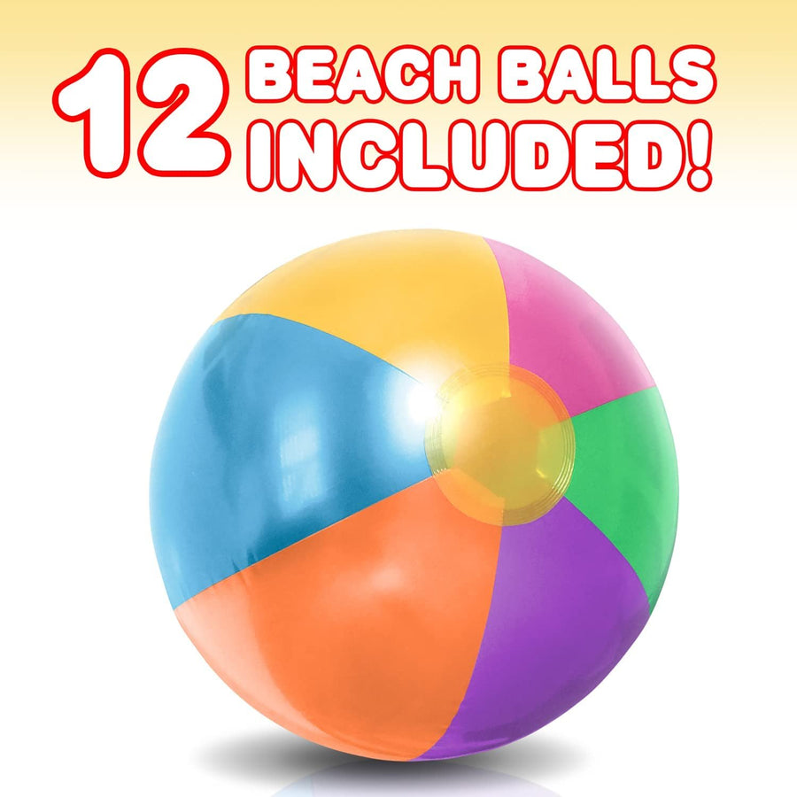 Metallic Color Beach Balls - Pack of 12 - Summer Toys for Kids and Adults, Decorations for Hawaiian, Beach, Rainbow, and Pool Party, Beach Ball Party Favors for Boys and Girls