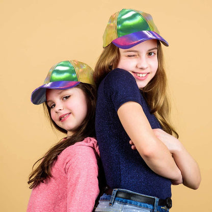 ArtCreativity Iridescent Mardi Gras Baseball Cap for Adults and Kids, Mardi Gras Hat with Gold, Purple, and Green Metallic Colors, Mardi Gras Party Supplies and Costume Accessories