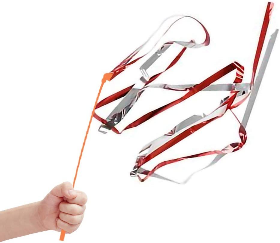 Rainbow Dance Ribbon Streamers for Kids, Set of 12, Twirling Ribbons for Dancing, Marching Band, Exercise, Pretend Play, Gymnastics Party Favors, Dance Party Decorations