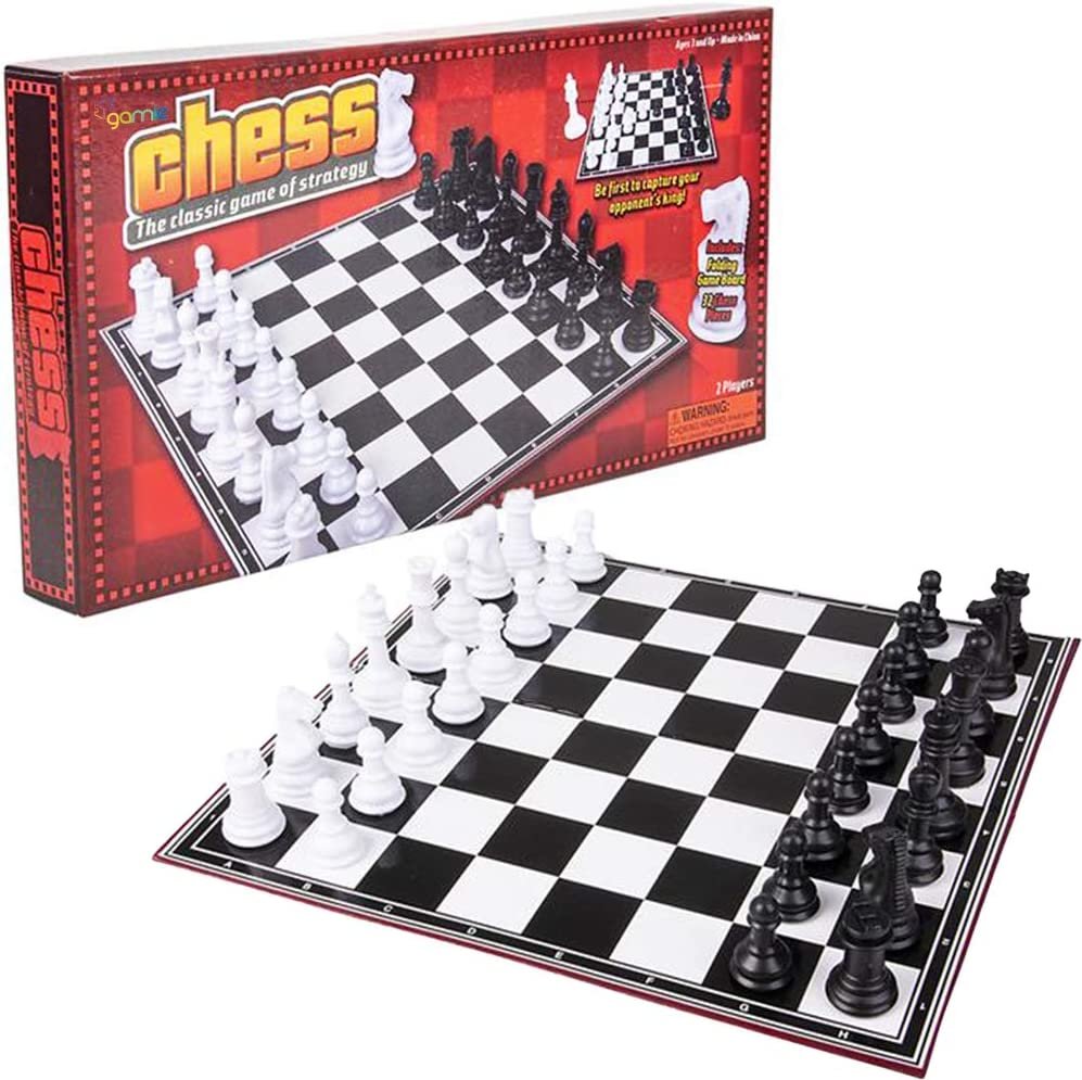 Gamie Chess Board Game, 14 Inch Family Board Game for Game Night, Indoor Fun and Parties, Develops Logical Thinking and Strategy, Best Gift Idea for Kids