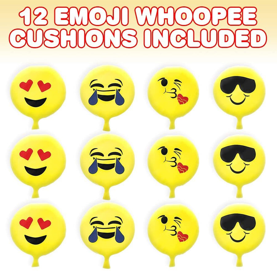 Emoticon Whoopee Cushions, Set of 12, Fun Whoopee Noise Makers for Kids and Adults, 100% Non-Toxic Prank Toy, Novelty Gag Joke Gift, Birthday Party Favors for Boys and Girls
