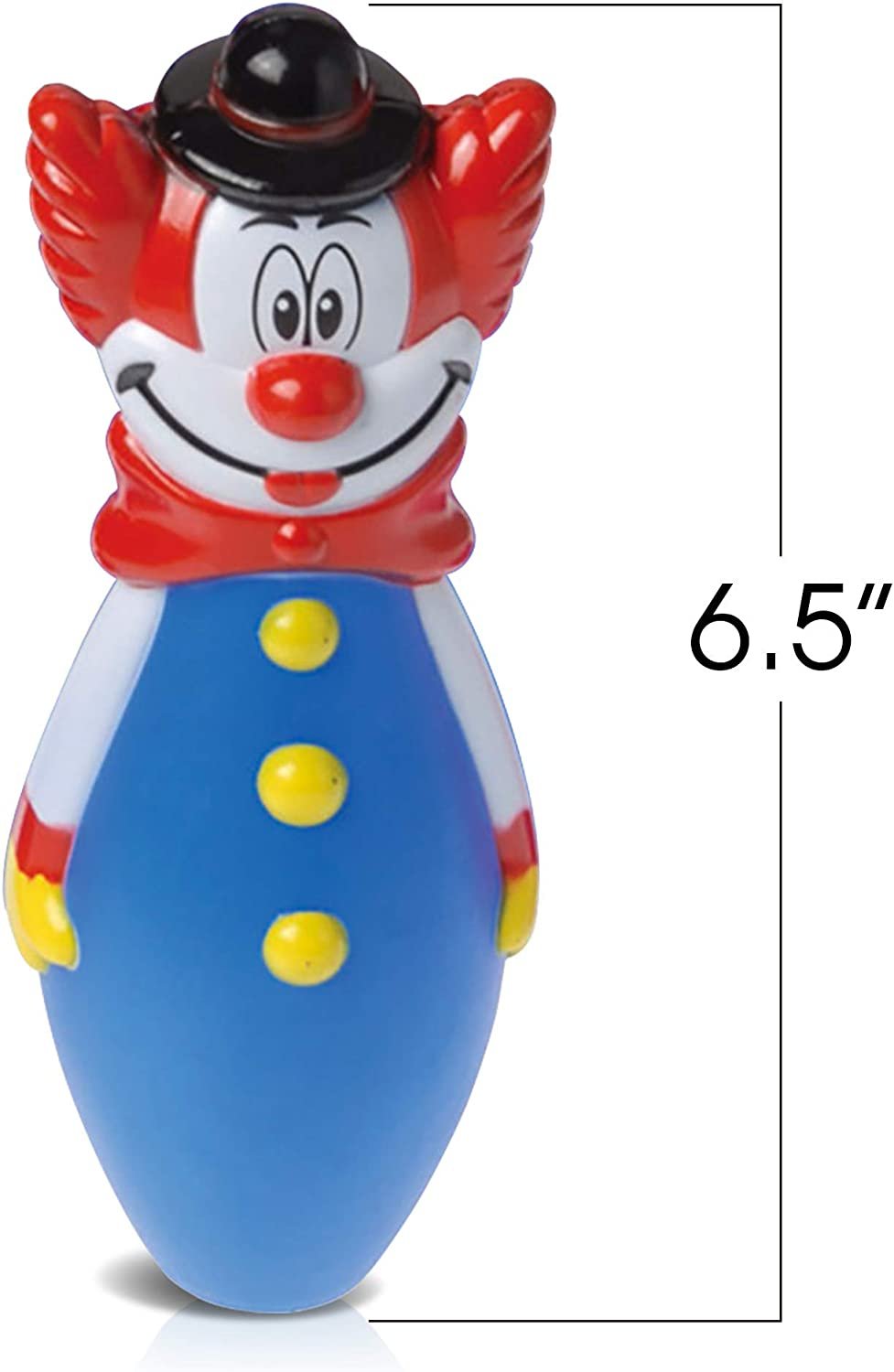 Gamie Clown Bowling Set for Kids - Includes 10 Pins and 2 Balls - Durable Plastic Indoor and Outdoor Game - Fun Carnival and Birthday Party Activity for Boys, Girls, Toddlers