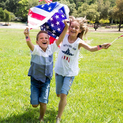 ArtCreativity American Flag Wrist Sweatbands, Set of 2, USA Flag 4th of July Party Favors, Red, White and Blue Wristbands, Patriotic Costume Accessories for Veterans, Memorial, and Independence Day