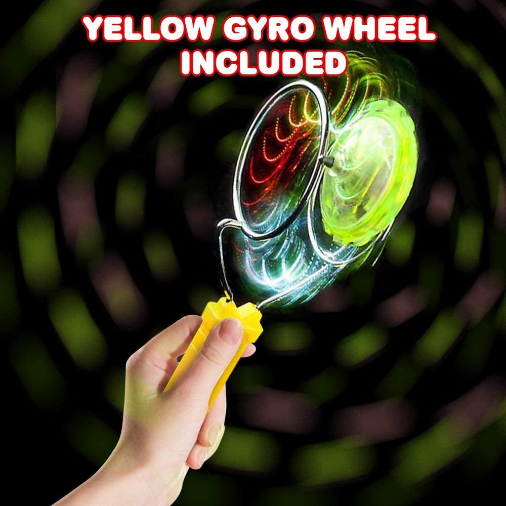 Retro Light Up Toys Set for Kids- Includes 2, 8" Gyro Wheels, Mesmerizing Spinning and Lighting Effects Design- Top Fun Gift for Boys and Girls