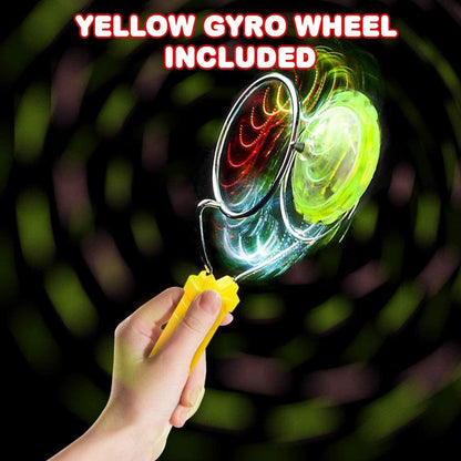 ArtCreativity Retro Light Up Toys Set for Kids- Includes 2, 8 Inch Gyro Wheels, Mesmerizing Spinning and Lighting Effects Design- Top Fun Gift for Boys and Girls