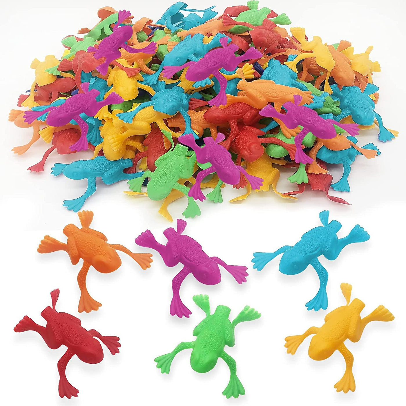 Jump n Leap Frog Toy - 130 Pack of 2" Assorted Colors, Cool Jumping Frogs for Kids - Vibrant Color Variety - Fun Party Favors, Goody Bag Fillers, Contest Prizes for Girls and Boys
