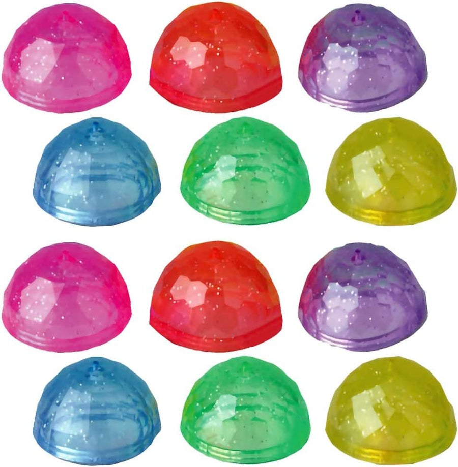 Diamond Cut Poppers, Set of 12, Pop-Up Half Ball Toys in Assorted Colors, Old School Retro 90s Toys for Kids, Birthday Party Favors, Goodie Bag Fillers for Boys and Girls
