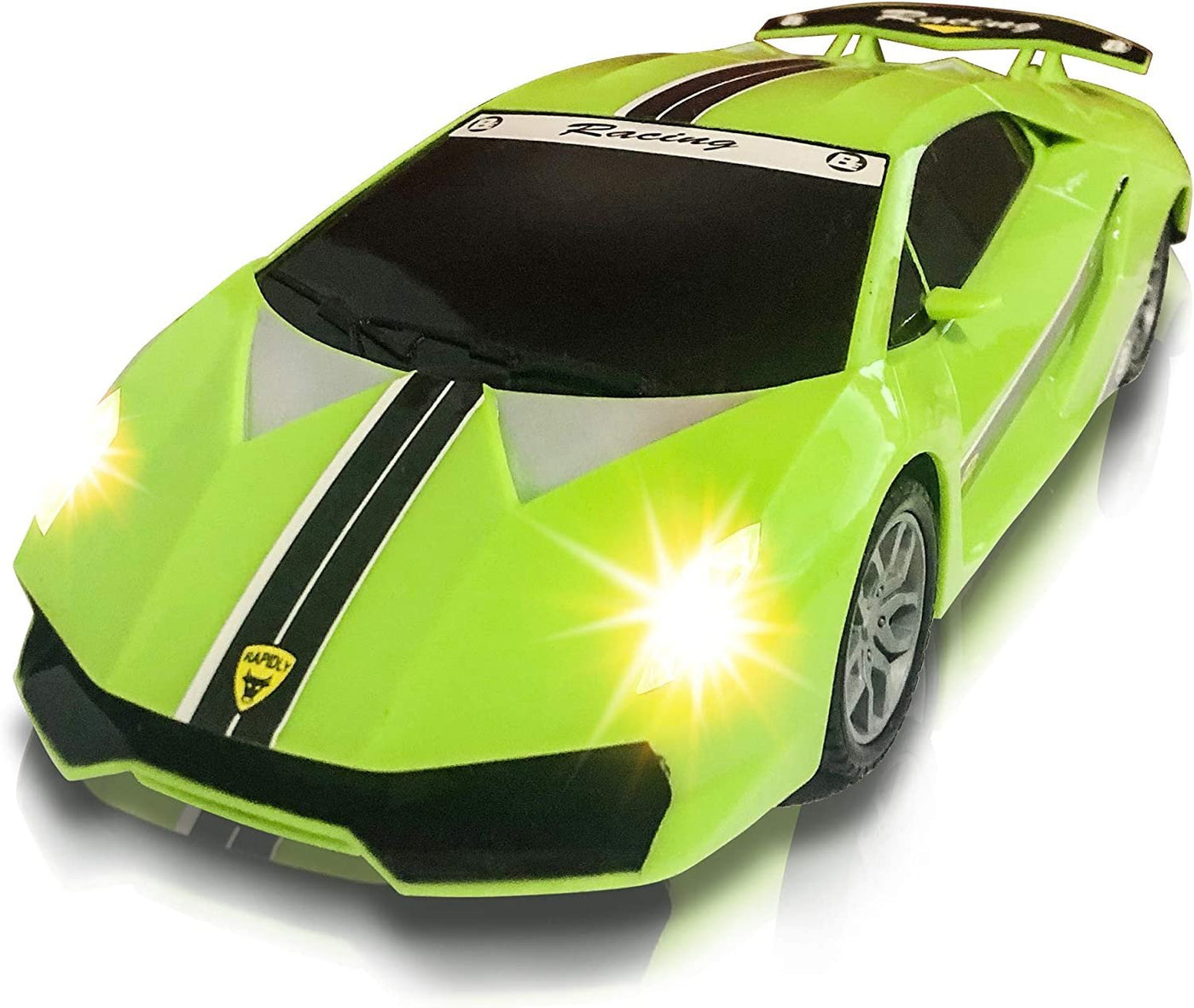 Green Racer Car with Lights and Sounds, Light-Up Push n Go Racer Car for Kids, LED Headlights and Engine Sound, Best Birthday Gift for Boys, Girls, Toddlers Ages 3+