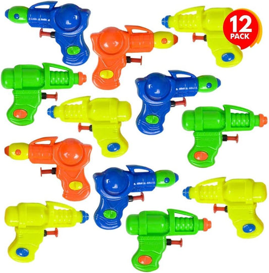 ArtCreativity Plastic Space Water Squirters, Pack of 12, Assorted Colors Mini Water Squirt Toy Guns for Swimming Pool, Beach and Outdoor Summer Fun, Cool Birthday Party Favors for Boys and Girls