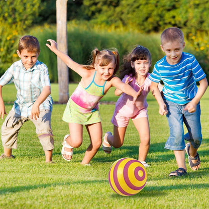 ArtCreativity Striped Vinyl Playground Ball for Kids, Bouncy 15 Inch Kick Ball for Backyard, Park, and Beach Outdoor Fun, Beautiful Colors, Durable Outside Play Toys for Boys and Girls - Sold Deflated