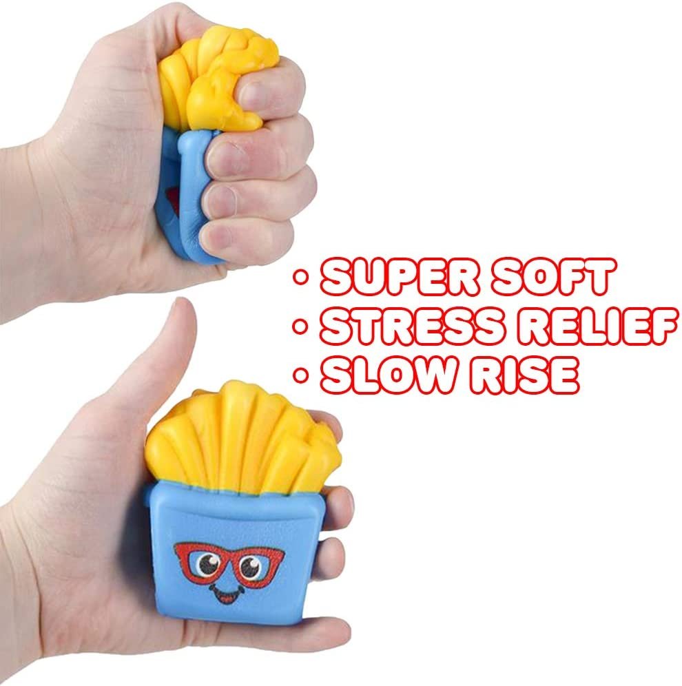 Fast Food Squeeze Toys for Kids, Set of 6, Super Soft Slow Rising Stress Relief Toys in 6 Cute Designs, Squeezable Birthday Party Favors and Goodie Bag Fillers