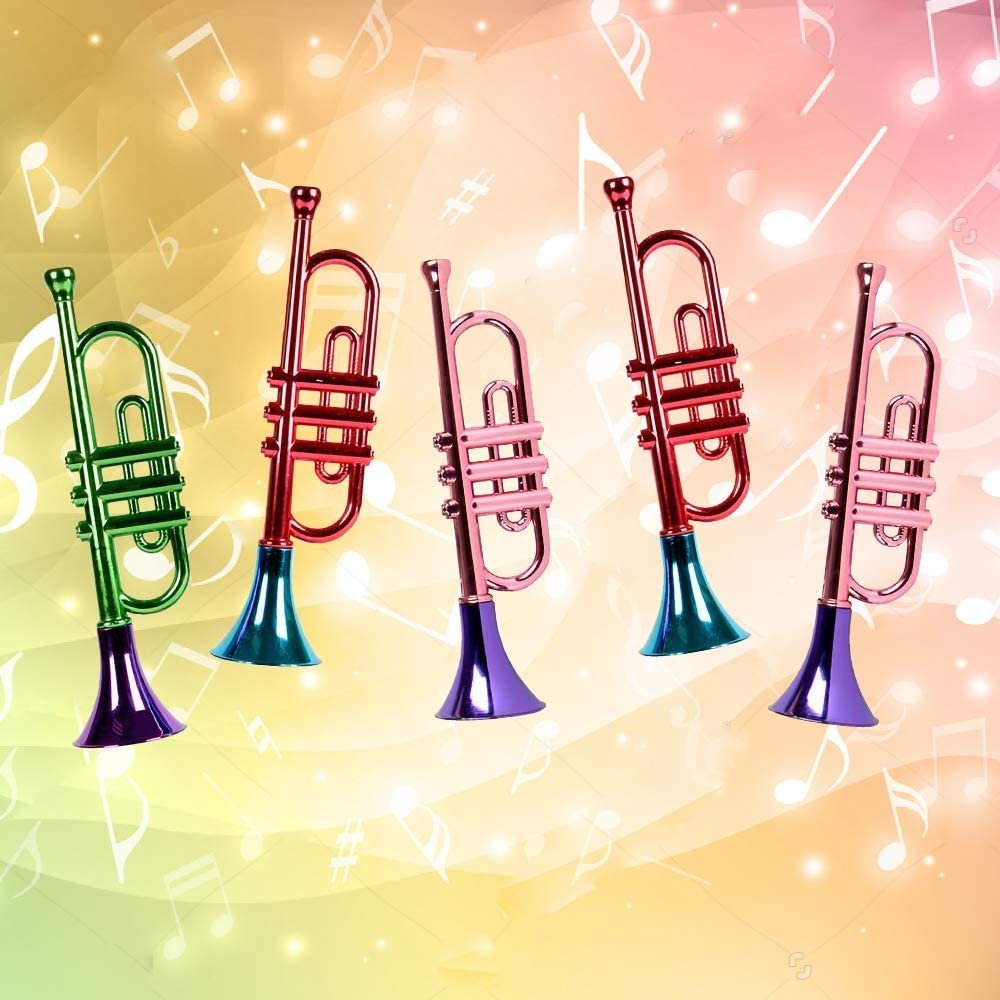 13" Metallic Trumpets (Set of 5), Fun Musical Instruments Noise Makers for Parties & Events