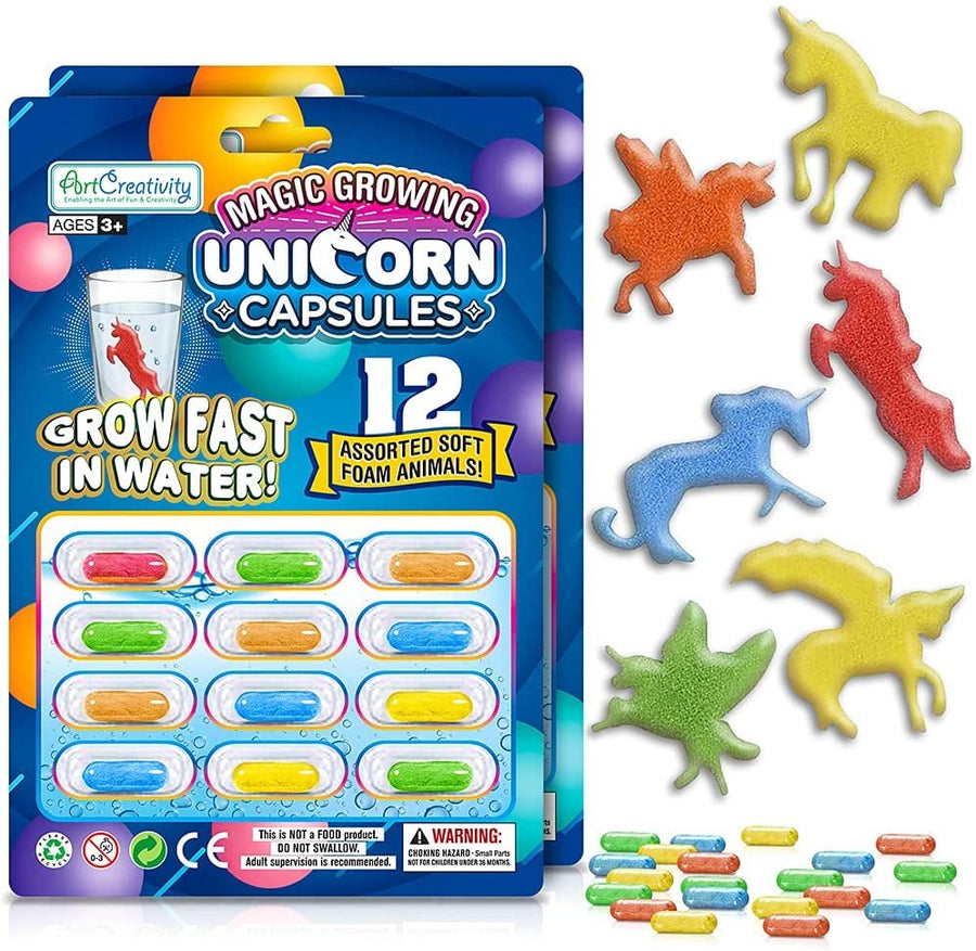 Magic Growing Unicorn Capsules - Grow in Water - 2 Packs with 12 Expanding Animals Capsules Each - Cute Color Variety - Kids’ Birthday Party Favors, Contest Prize or Gift Idea