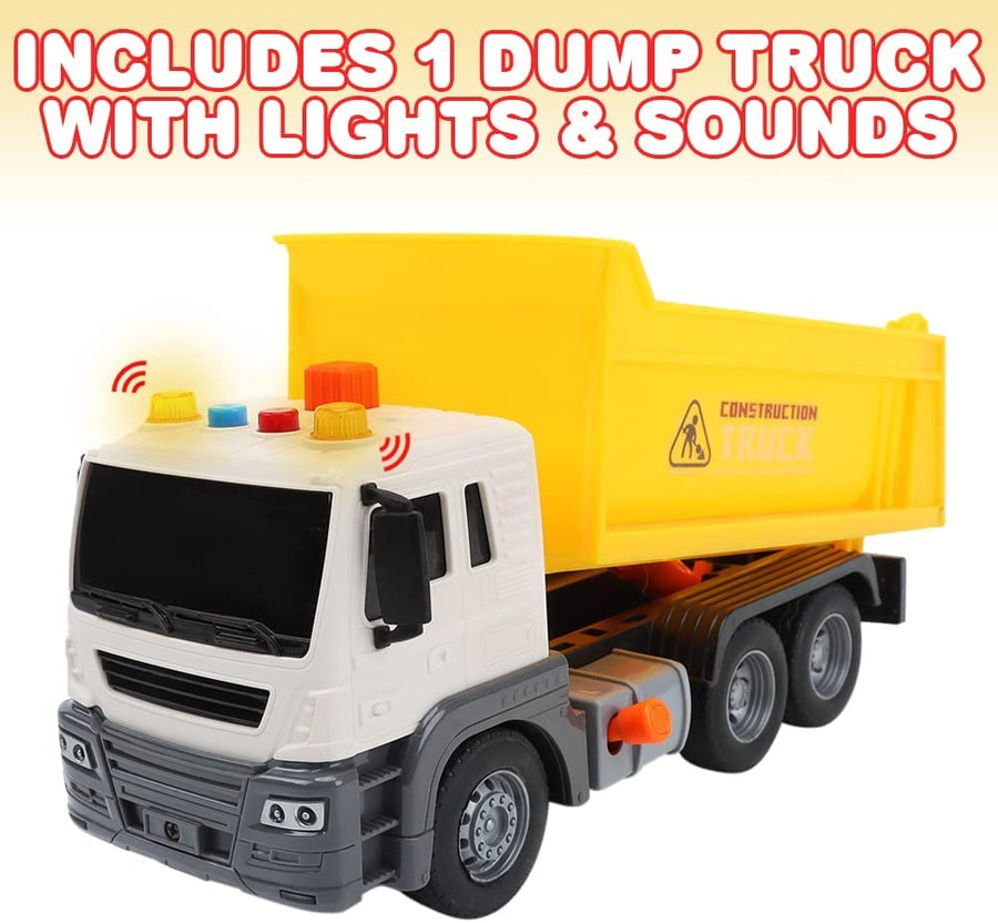 Light Up Dump Truck Toy, Kids’ Construction Toy with Movable Parts, LEDs, and Sound Effects, Push and Go Construction Vehicle Toys for Kids, Dump Truck Toys for Boys and Girls