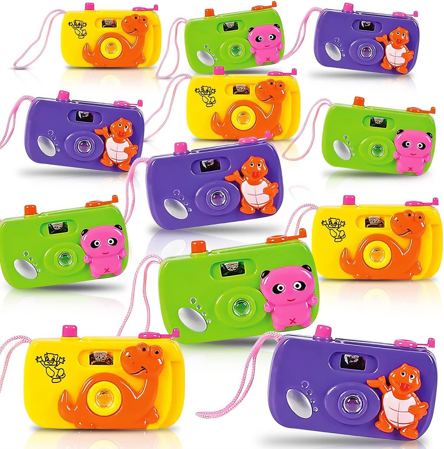 Kids’ Camera Toy Set - Pack of 12 - Children’s Pretend Play Prop with Images in Viewfinder