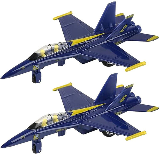 ArtCreativity Diecast F-18 Blue Angel Jets with Pullback Mechanism, Set of 2, Diecast Metal Jet Plane Fighter Toys for Boys, Air Force Military Cake Decorations, Aviation Party Favors